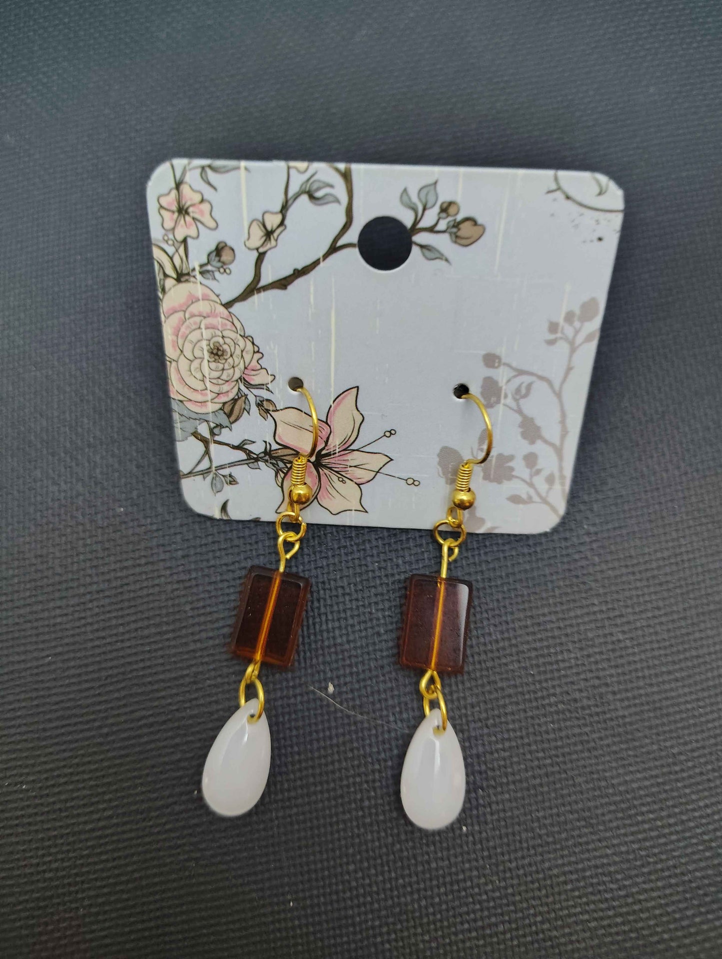 White and Brown Earrings