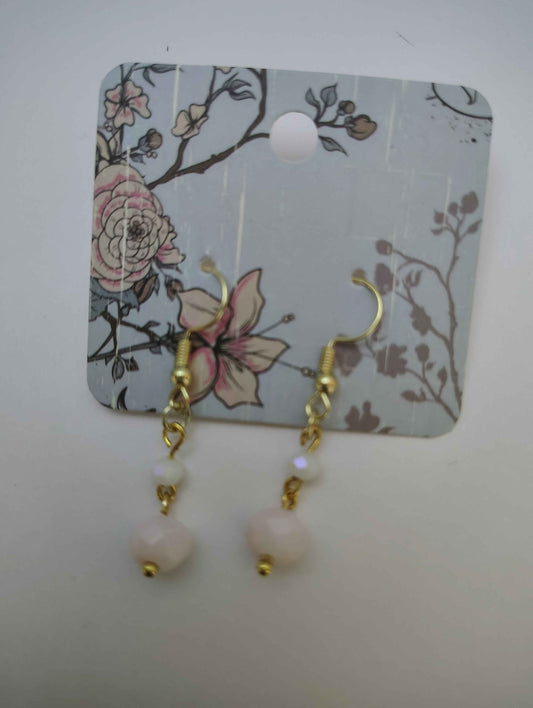 Pink and White Earrings