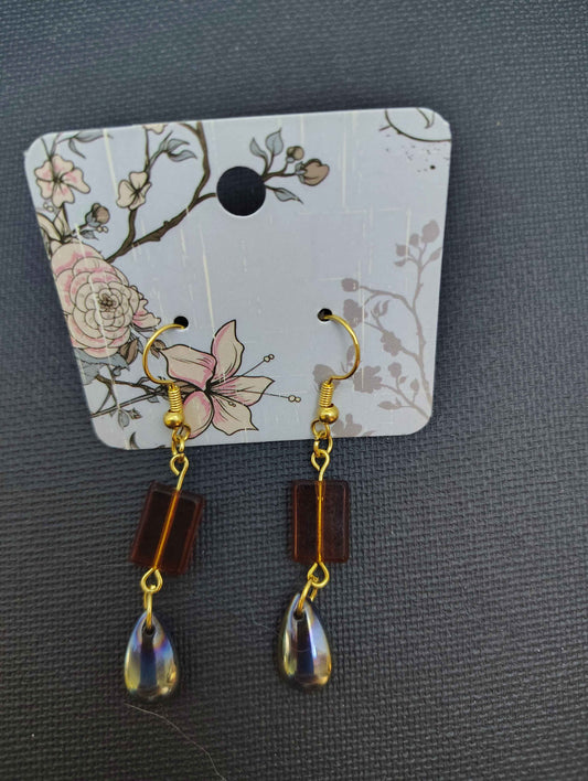 Irridescent and Brown Earrings