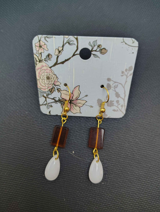 White and Brown Earrings