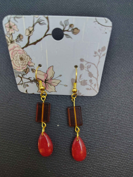 Red and Brown Earring