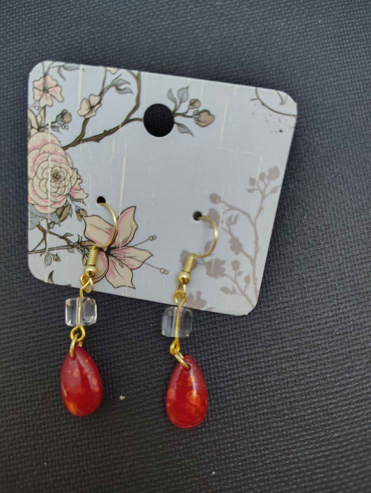 Red and Clear Earrings