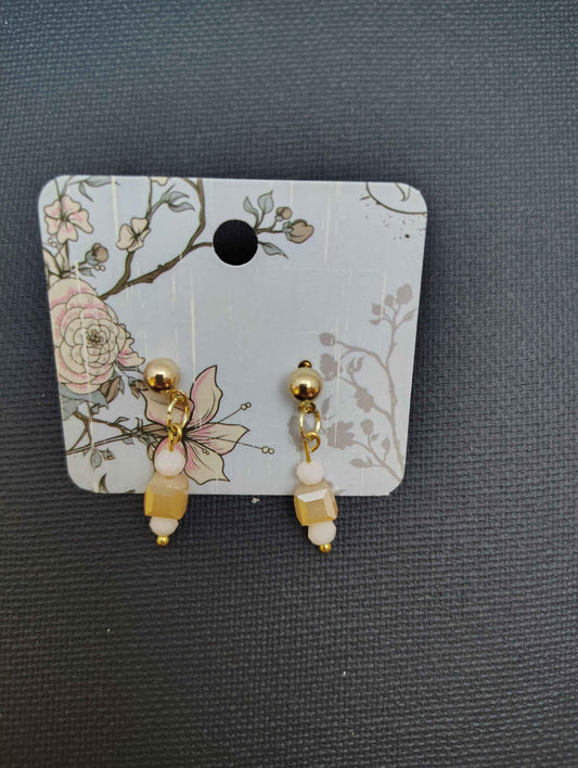 Yellow and White Earrings