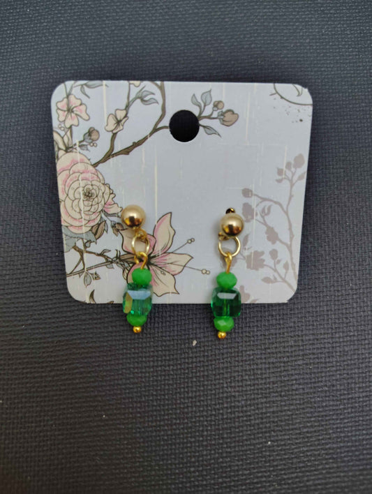 Green Cube Earrings