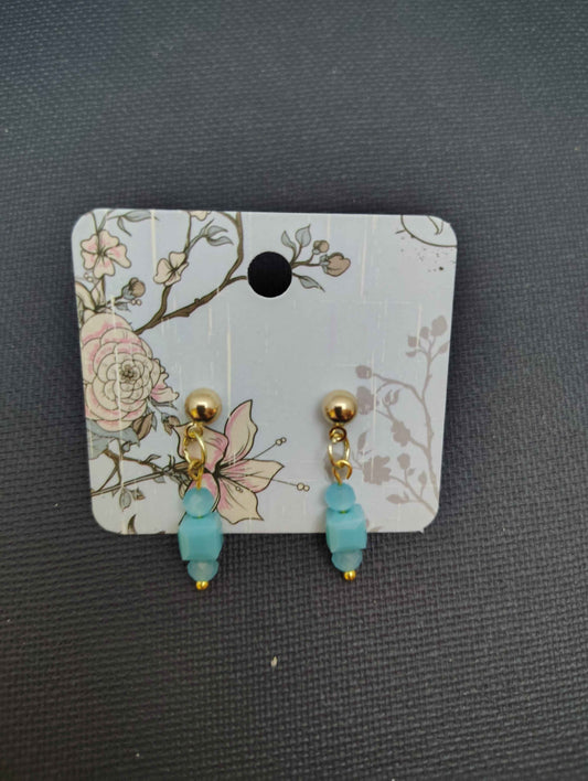 Light Blue Cube Earrings