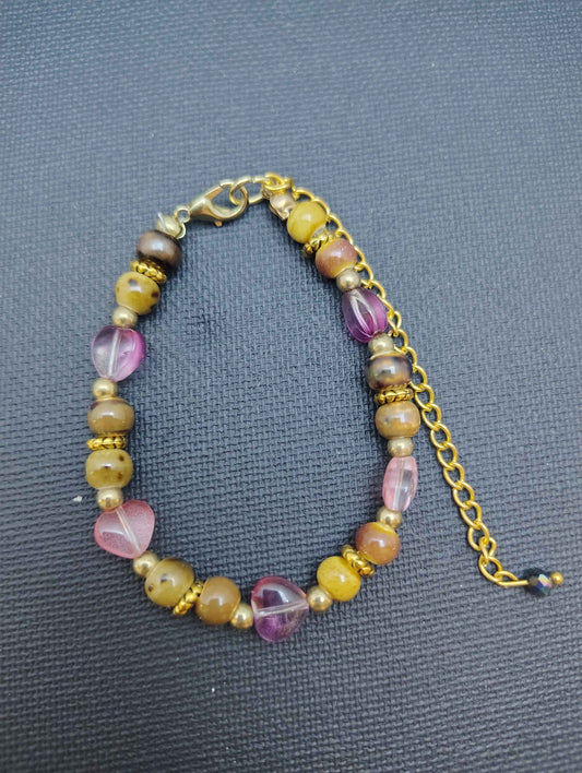 Brown and Purple Heart Bracelet